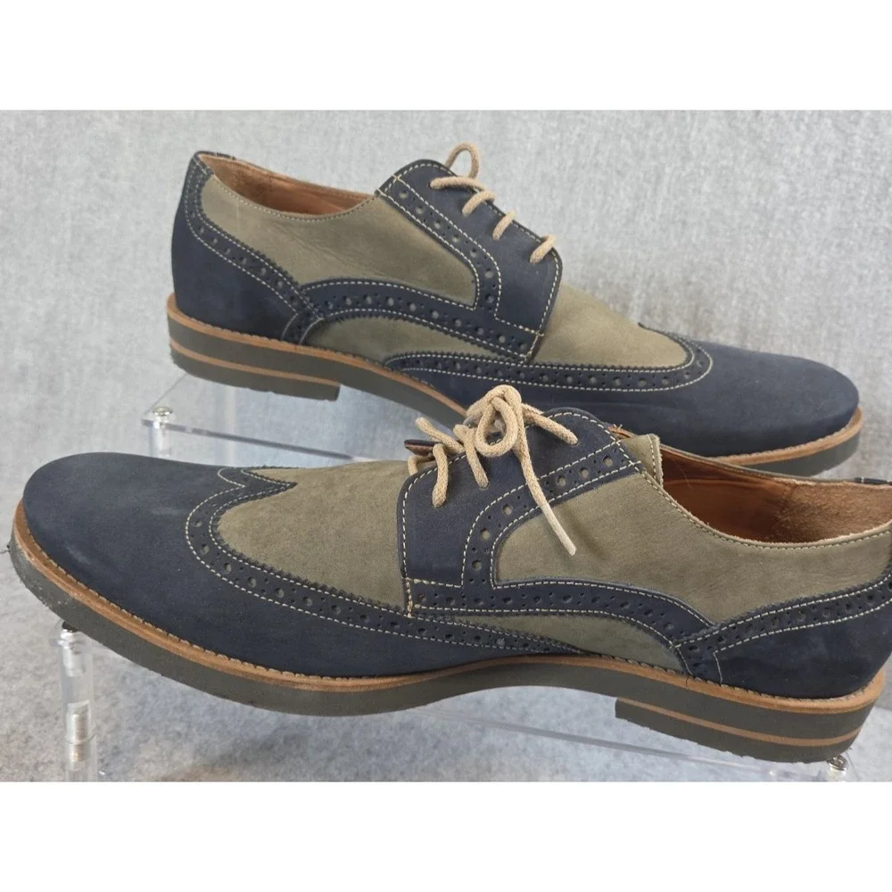 GH Bass Freddy Leather Upper Wingtip Dress Shoes Mens 13M Blue Multi Preppy Work